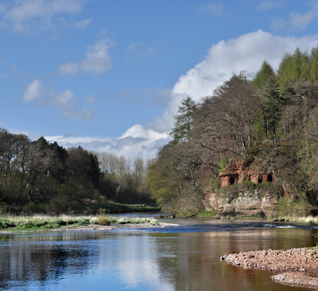 Lacy's Caves and river Eden, Little Salkeld, Cumbria UK